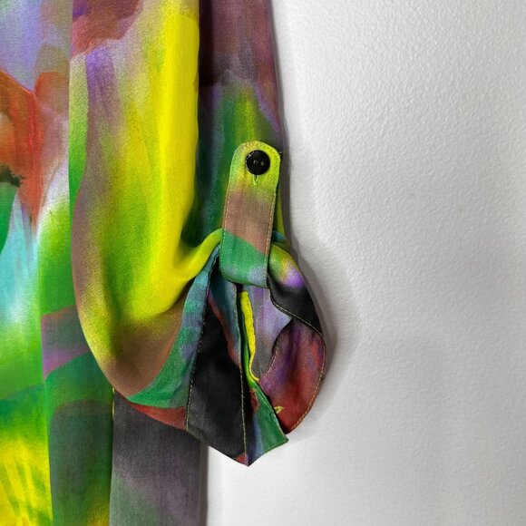 Clara Sun Woo Button up Shirt Medium Green Multicolor Flyaway - Picture 4 of 9